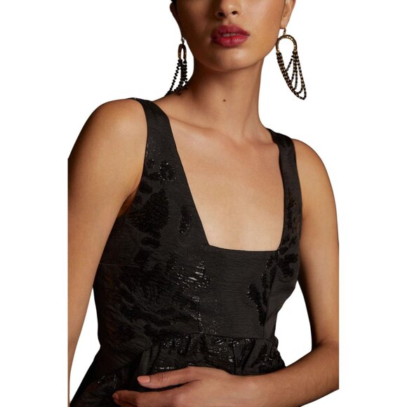 Anthropologie Maeve Jacquard Mini Dress Women 6 Black Elegant Party Cocktail NEW - Picture 3 of 14